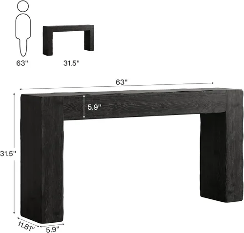 Miniatura 2 de Tribesigns 63-Inch Solid Wood Console Sofa Table, Farmhouse Long Entryway Table Behind Couch for Living Room, Entrance, Hallway, Foyer, Easy