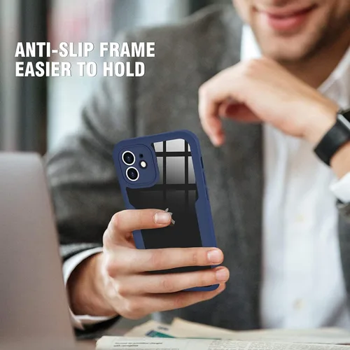 Miniatura 7 de Funda compatible con iPhone 11, diseño transparente de cuerpo completo con protector de pantalla integrado, a prueba de golpes, antiarañazos, Azul