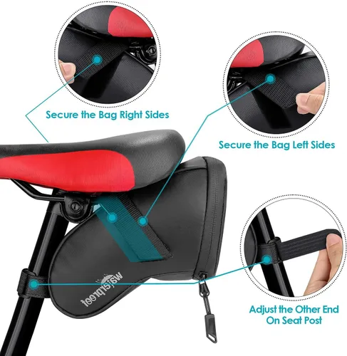 Miniatura 4 de WOTOW Kits de reparación de neumáticos de bicicleta, bolsa impermeable para sillín de bicicleta y mini bomba de 120 psi, palanca multifuncional