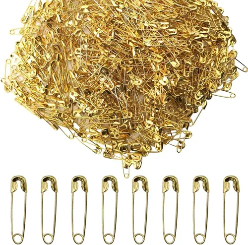 500 pasadores de seguridad de 0.787 pulgadas, pequeños alfileres de metal de seguridad para el hogar, oficina, manualidades, joyería (XBZ/dorado)