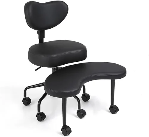Miniatura 18 de Silla de escritorio extragrande, para sentarse con piernas cruzadas, con cojín de respaldo y reposabrazos ajustables, fabricada en tela, con ruedas