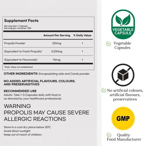 Miniatura 6 de Hi Well Premium Propolis 3200 Flavonoid 96mg 250VegeCápsulas
