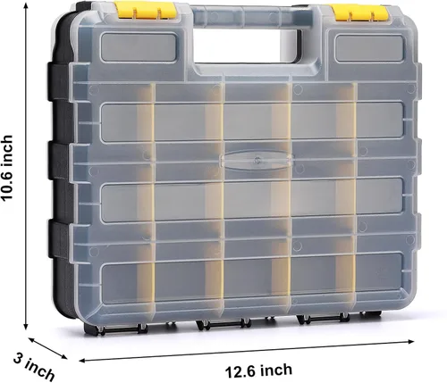 Miniatura 8 de Organizador de herramientas de doble cara con polímero resistente a los impactos, almacenamiento de caja de hardware, excelente para tornillos