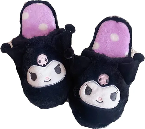 AAOTE Kuromi - Pantuflas de felpa My Melody Cinnamoroll para invierno, talla única, para la mayoría de las pantuflas de dibujos animados suaves para