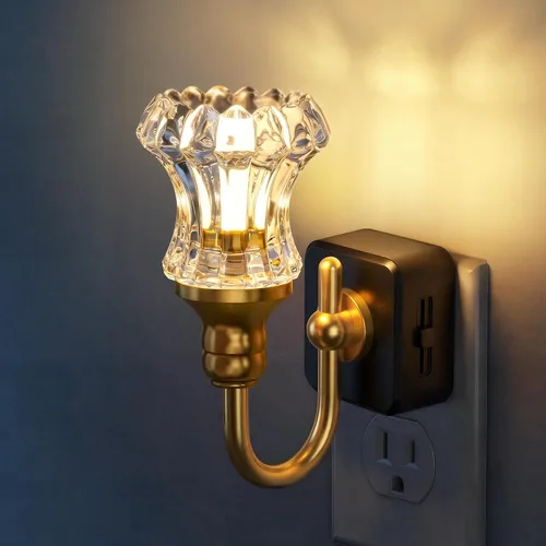 Miniatura 14 de DORESshop Luz nocturna LED, luces nocturnas giratorias que se enchufan a la pared con sensor de luz automática de 3000 K luz nocturna con brillo
