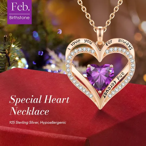 Miniatura 111 de CDE Collares de piedra natal para mujer, plata de ley 925, collar con colgante de corazón para siempre, Navidad, cumpleaños, aniversario, día de San