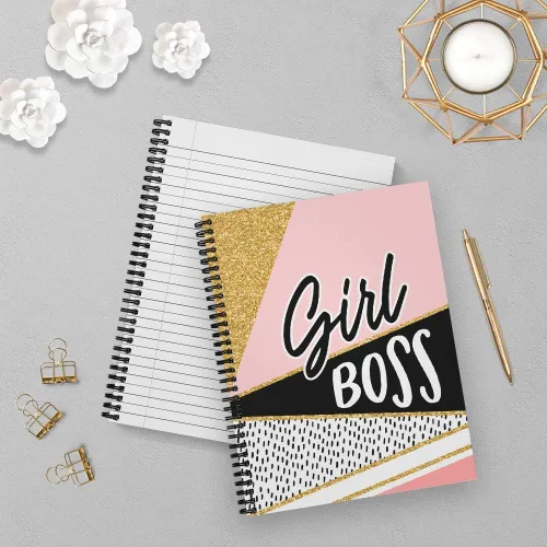Miniatura 9 de Softcover Girl With A Dream - Cuaderno motivacional en espiral de 8.5 x 11 pulgadas, 120 páginas con rayas anchas, cubierta laminada brillante