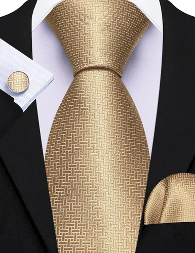 Miniatura 238 de Barry.Wang Juego de corbatas para hombre, corbata de seda a rayas, tejido a cuadros, gemelos formales, negocios, boda