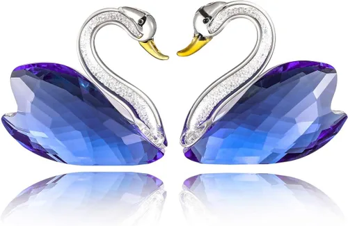 Figura decorativa de cisne de cristal para pareja, decoración del hogar, decoración hecha a mano, decoración de cisne, adorno de cristal, Azul