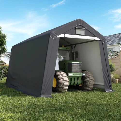 Miniatura 8 de Cobertizo de almacenamiento al aire libre de 6 x 3 pies, refugio de almacenamiento portátil resistente con puerta enrollable con cremallera