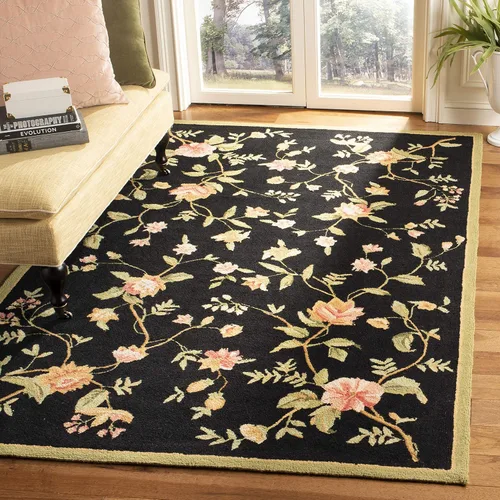 Miniatura 13 de SAFAVIEH Chelsea Collection - Alfombra decorativa de 1 pies 8 pulgadas x 2 pies 6 pulgadas, color negro, lana de campo francesa enganchada a mano