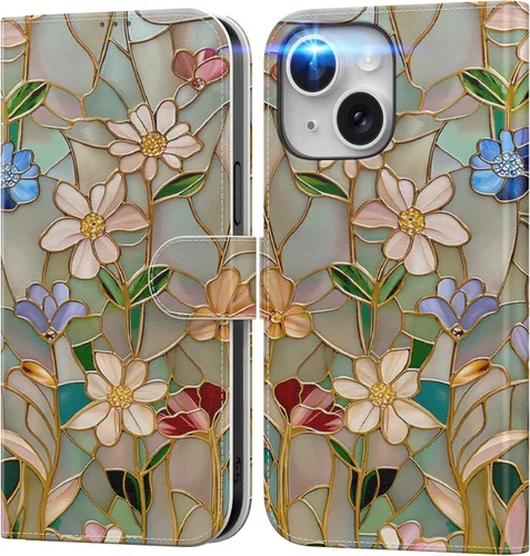 Miniatura 84 de DEENAKIN Funda tipo cartera para iPhone 15 con tarjetero + clip para efectivo, bloqueo RFID, protección contra caídas de grado militar y obras