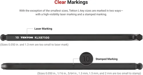 Miniatura 2 de TEKTON Juego de llaves en L hexagonales de extremo de bola de brazo corto con soportes, 28 piezas (0.050-3/8 pulgadas, 0.051-0.394 in) KLX91312