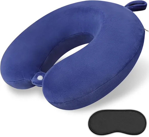Miniatura 19 de Almohada de viaje de cuello en espuma viscoelástica de terciopelo naranja Gosider para avión, coche, tren