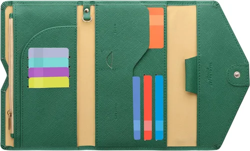 Miniatura 88 de Zoppen - Billetera de viaje con bloqueo RFID multiusos (Ver.4) Portatarjetas de pasaporte y vacunas, organizador de documentos de tres pliegues