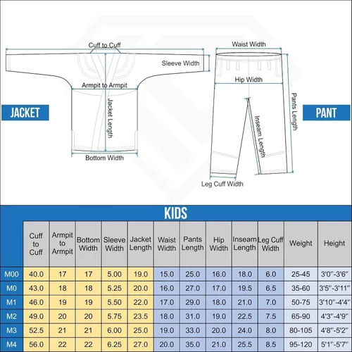 Miniatura 6 de Conjunto de uniforme para niños, BJJ Jiu Jitsu Gi, kimono y pantalones, preencogido
