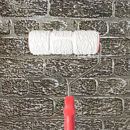 Nichiyo Rodillo de pintura con patrón de 8 pulgadas para decoración de pared, textura clásica de ladrillo en relieve, rodillo de goma, decorativo