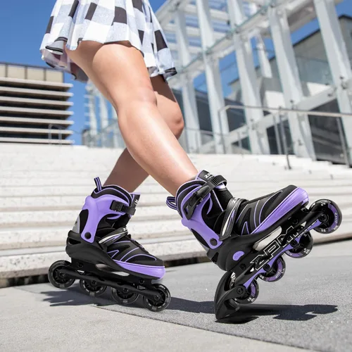 Miniatura 4 de 2PM SPORTS Patines en línea ajustables para niños de 4 a 12 años, patines en línea juveniles para niñas y niños de 5 a 8 a 12 años con ruedas de luz