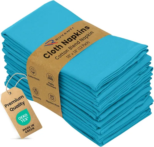 Miniatura 16 de Ruvanti - Juego de 4 servilletas de tela de 45x45 centímetros, lavables, suaves, duraderas, absorbentes, mezcla de algodón. Servilletas de mesa