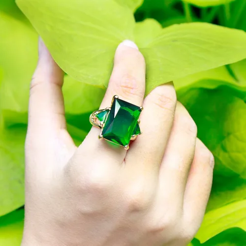 Miniatura 3 de Lavencious Anillos grandes y radiantes con piedras CZ elásticas para mujer, talla 7-9