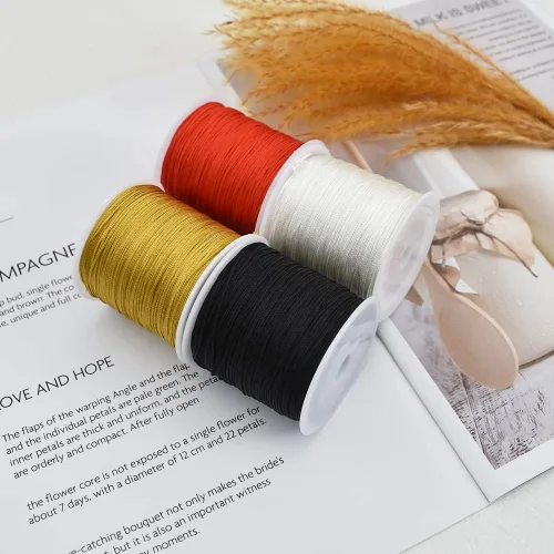 Miniatura 6 de TONIFUL 1 mm x 100 yardas de cordón de nailon blanco satinado para hacer pulseras, cordón de macramé cola de ratón, cordón de cuentas a granel