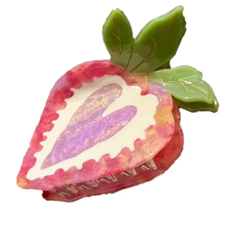 Miniatura 17 de Pinzas de garra de manzana, pinzas de pelo de melocotón jugoso, pinzas de pelo de frutas, pinzas de pelo de acetato para mujeres, pinzas pequeñas