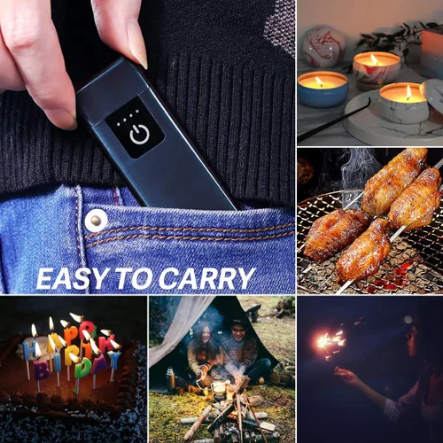 Miniatura 5 de Encendedor inteligente con sensor de huellas dactilares, sin llama, resistente al viento, encendedor de cigarrillos de doble cara, encendedor Negro
