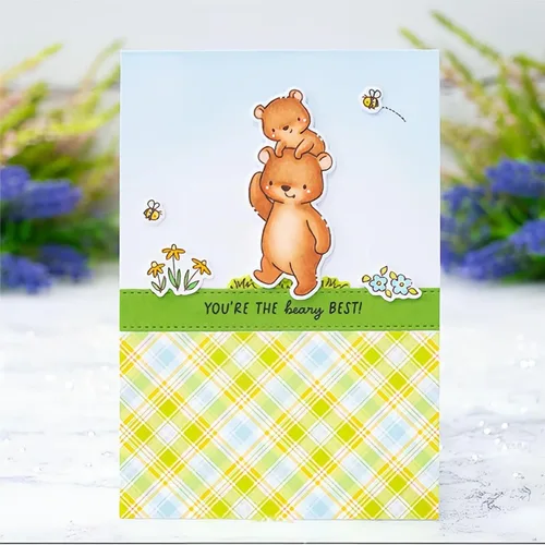Miniatura 4 de Bear Hugs - Juego de sellos y troqueles para hacer tarjetas, sellos transparentes y troqueles de corte de metal para álbumes de recortes