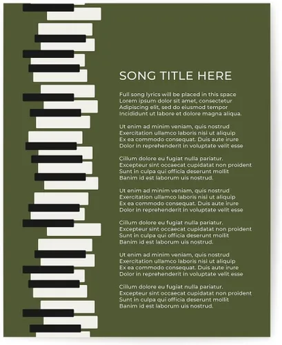 Miniatura 28 de Piano Keys Custom Songs Lyric Wall Art Print, Personalized Music Poster For Gallery Wall (Blue 11x14" Unframed Print)