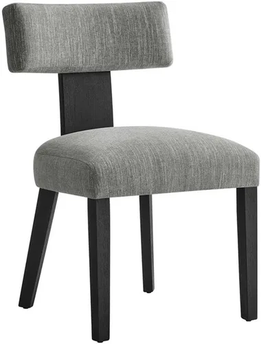 Miniatura 4 de Modway Nalani - Juego de 2 sillas de comedor sin brazos en tejido jaspeado, gris y negro, sillas auxiliares contemporáneas con patas de madera