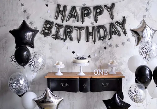 Miniatura 4 de Letras de aluminio de 16 pulgadas con texto en inglés «Happy Birthday» de color negro para hombres, mujeres, niños, suministros de decoración