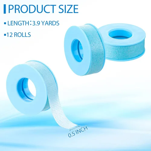 Miniatura 2 de Nuanchu 12 rollos de cinta de pestañas azul a granel, cinta adhesiva reutilizable de silicona para extensiones de pestañas para pieles sensibles