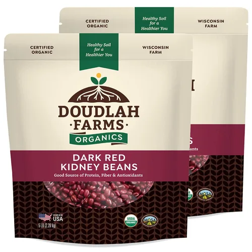 Miniatura 10 de Frijoles rojos oscuros secos orgánicos, 1 libra, sin OMG, orgánicos USDA, cultivados a partir de suelo regenerativo, certificado limpio probado
