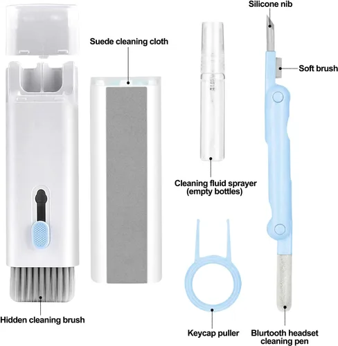 Miniatura 5 de Kit de limpieza electrónica 7 en 1, limpiador de teclado, kit de limpieza de laptop para monitor, teléfono celular, auriculares, Lego, lente de Azul