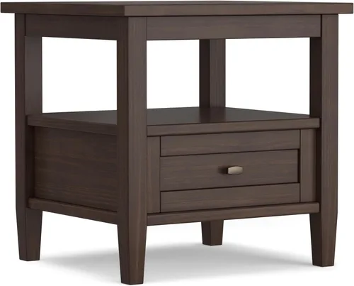 Miniatura 39 de SIMPLIHOME Warm Shaker - Mesa auxiliar de madera maciza de 20 pulgadas de ancho x 20 pulgadas de alto, color marrón carbón envejecido, mesa