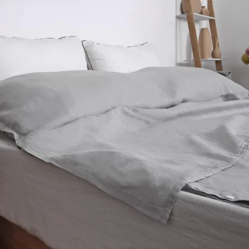 Miniatura 7 de S VICTORY SYMBOL Sábana de cama portátil 100% lino, forro de saco de dormir para hotel y viajes, saco de dormir para adultos, ultra ligero con Gris