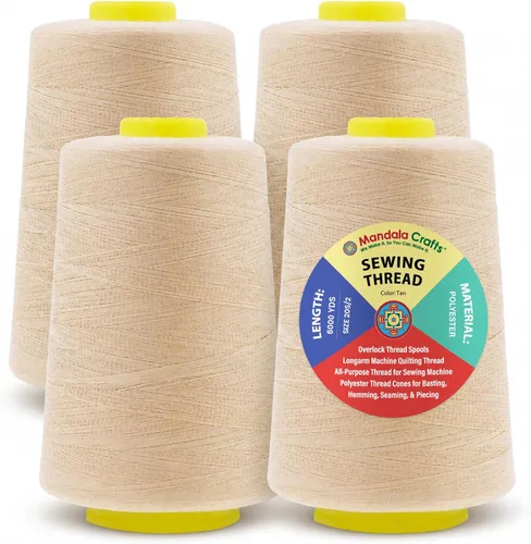 Miniatura 106 de Mandala Crafts 4 Pack of Serger Threads Cones Spools - 20S/2 24000 Yards Polyester Baby Blue Threads for Sergers Machine and Overlock Quilting