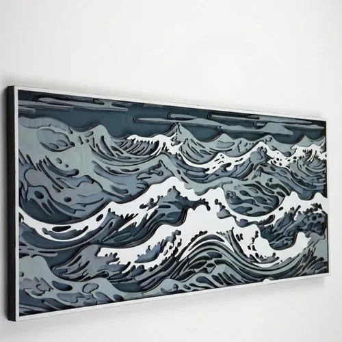 Miniatura 5 de NEODECO Decoración de pared de ondas de madera paramétrica, escultura de pared de madera 3D, arte de pared de madera de olas en el océano