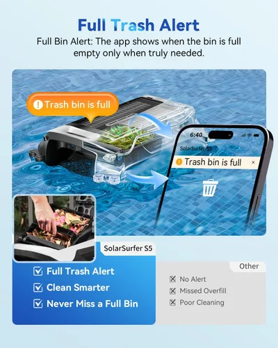 Miniatura 4 de Robot desnatador eléctrico automático de piscina 24/7 con soporte de aplicación, limpiador de superficie flotante para piscina sobre el suelo, Blanco