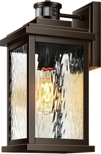 Miniatura 19 de VIANIS Luces para exteriores con sensor de movimiento, iluminación de anochecer a amanecer para casa, luces de grano de madera para garaje, farol