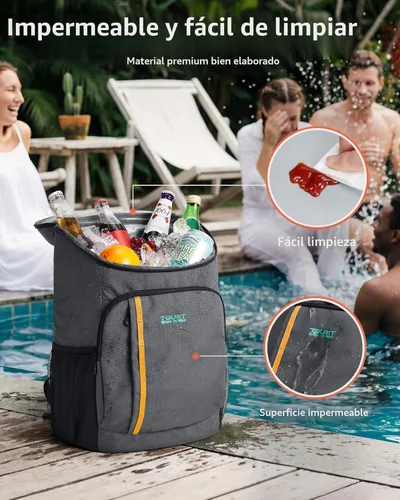 Miniatura 5 de TOURIT - Mochila de hielera térmica ligera a prueba de fugas para 30 latas, para hombres y mujeres gris (01-GREY)