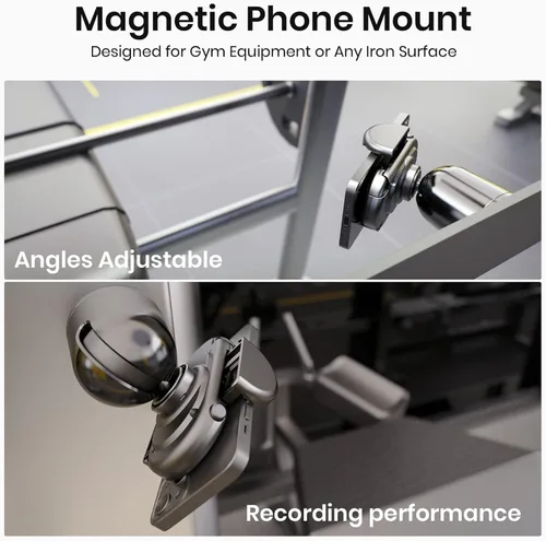 Miniatura 2 de MiiKARE Soporte para teléfono de gimnasio, magnético, giratorio 360°, esencial para el hogar y el gimnasio para todos, color negro