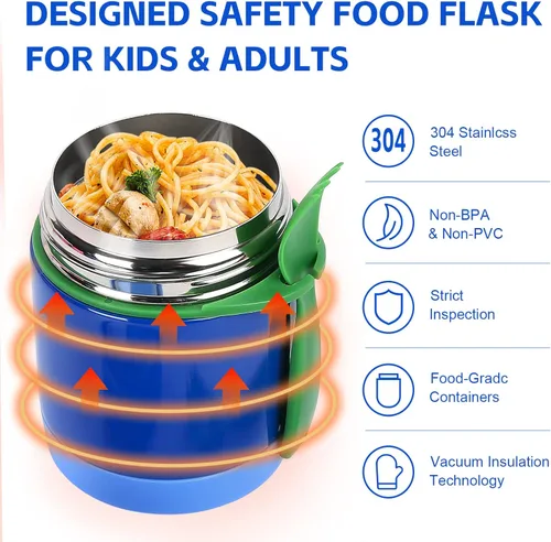 Miniatura 5 de Termo de sopa de 10 onzas para comida caliente para niños, tarro de comida aislado, contenedor térmico de almuerzo de comida caliente, caja de Azul