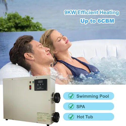 Miniatura 2 de Calentador de piscina 9KW 220V Termostato eléctrico de piscina, pantalla táctil digital, calentador de agua de piscina de bajo consumo para spas