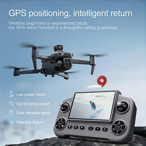 Miniatura 6 de Drone GPS con cámara 8K para adultos, evita obstáculos, controlador de pantalla grande 5G, sígueme, 3 baterías 75 minutos de tiempo de vuelo, zoom