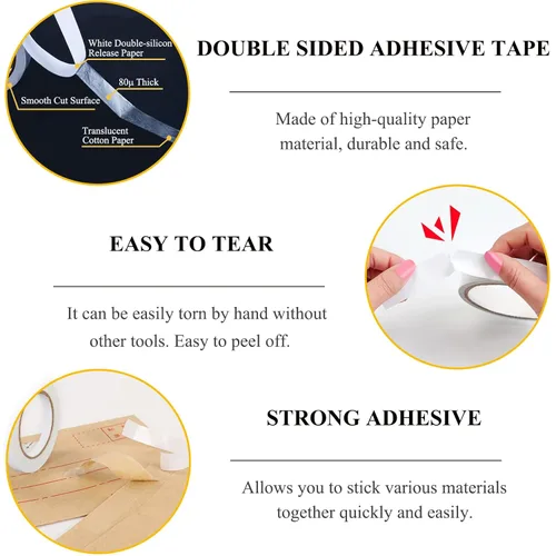 Miniatura 5 de SmaringWing Cinta adhesiva de doble cara para manualidades, 6 rollos de cinta adhesiva de doble cara de varios tamaños para arte, fotografía, caja
