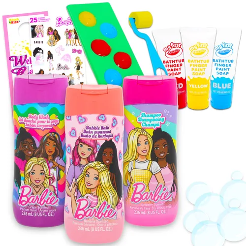 Ultimate Barbie - Juego de baño con champú, gel de baño, baño de burbujas, pintura de baño, calcomanías, más | Kit de suministros de baño y ducha