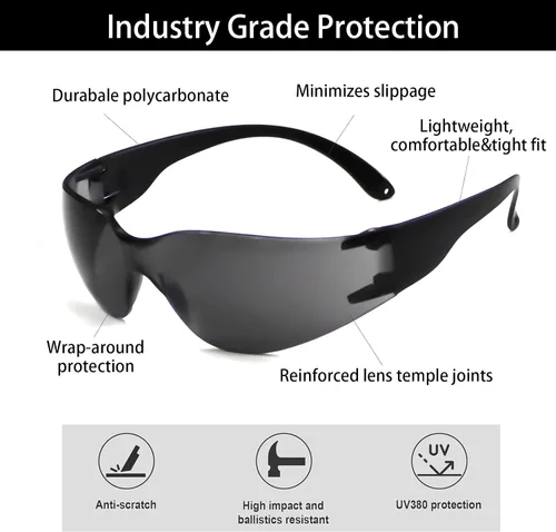 Miniatura 4 de JING LEI Gafas de seguridad transparentes, UV400, para hombres y mujeres, ANSI Z87.1, protección ocular resistente a los impactos para el trabajo