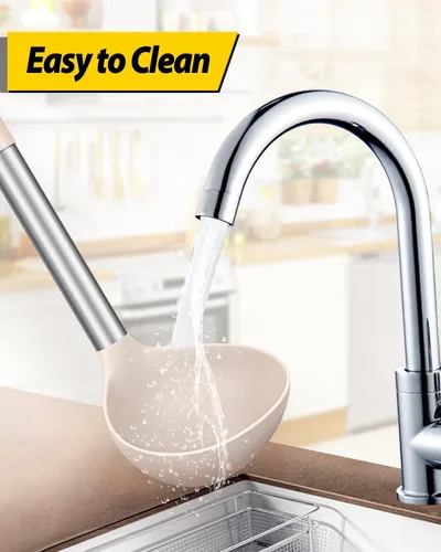 Miniatura 5 de Paquete de 2 cucharones de cucharón, cuchara grande de silicona para sopa, utensilios de cocina antiadherentes con alta resistencia al calor, sin