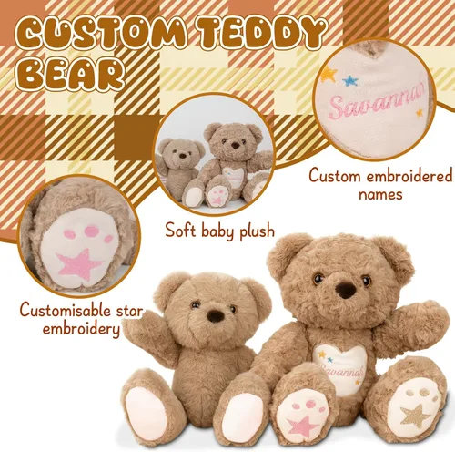 Miniatura 6 de Oso de peluche personalizado con nombre bordado, animales de peluche personalizados para bebés, juguetes de peluche de oso para regalos de niña de 3